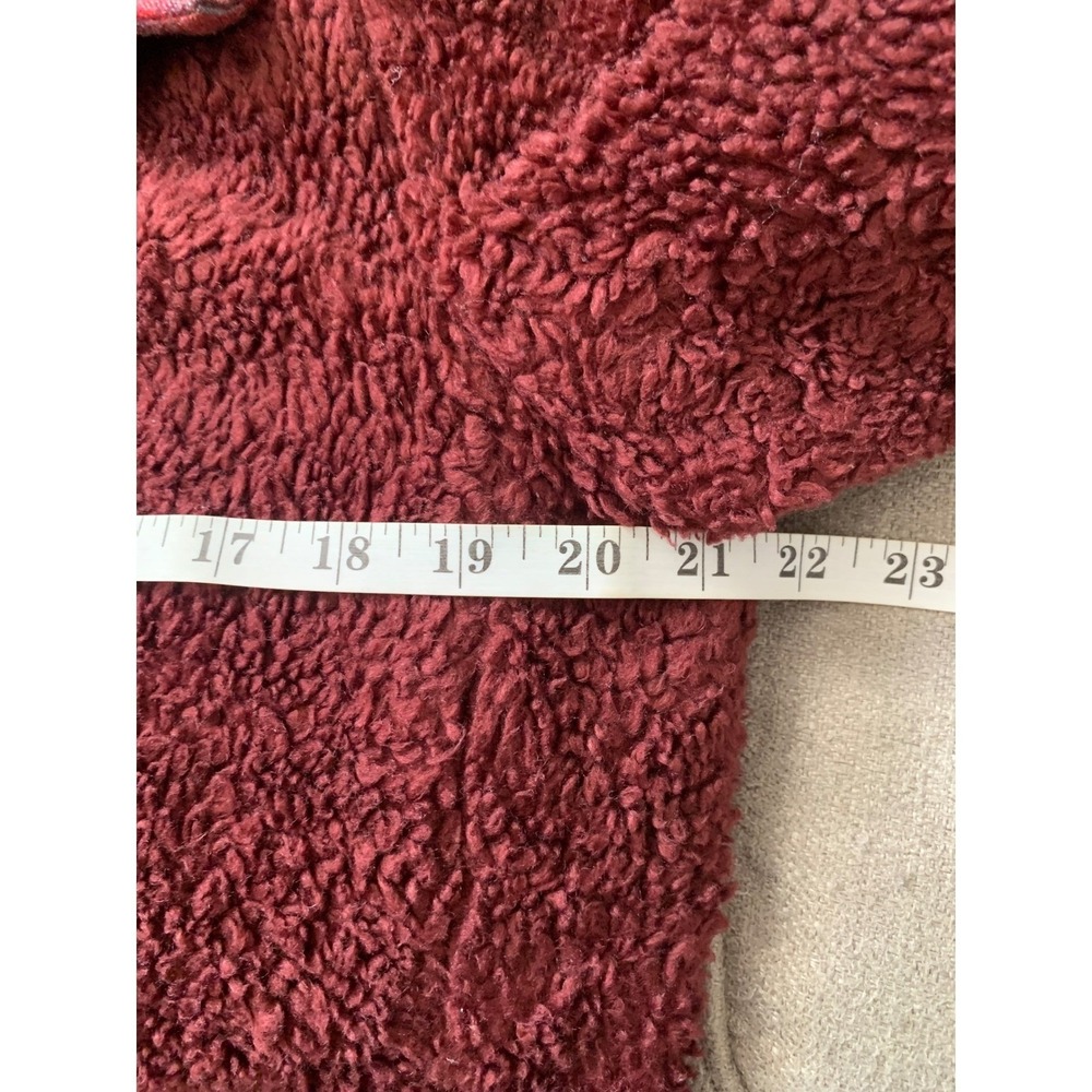 Pendleton Womens Burgundy Sherpa Fleece Full Zip Plaid Trim Jacket P1558 Size M - Picture 6 of 8